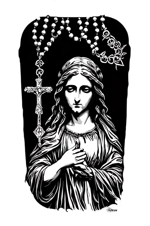 rosary with beads tattoo design idea