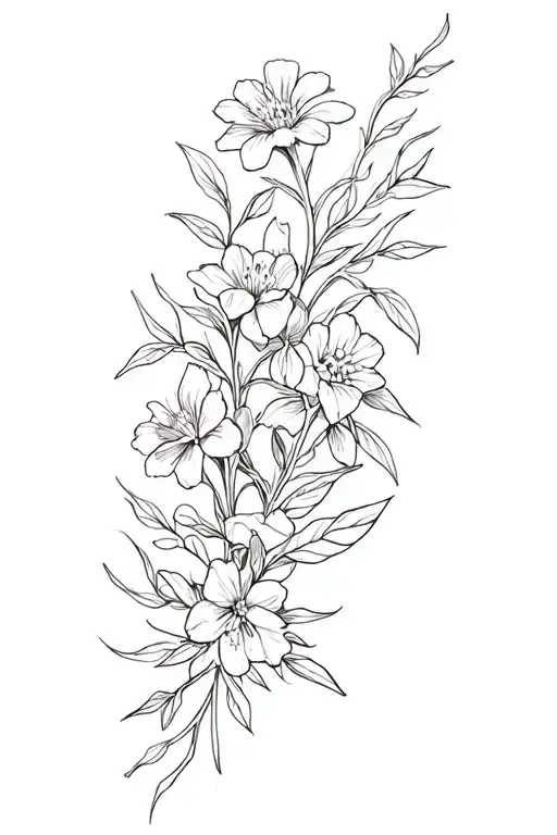 wildflower vine wrapping tattoo design idea