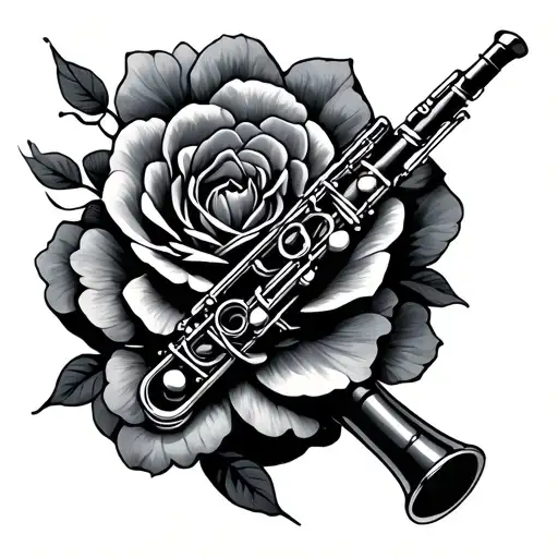clarinet intertwined tattoo design idea