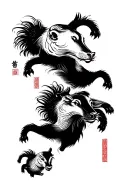 shaolin five animals tattoo design idea