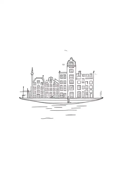 amsterdam canal houses tattoo design idea