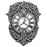 Celtic trinity clock face tattoo design idea