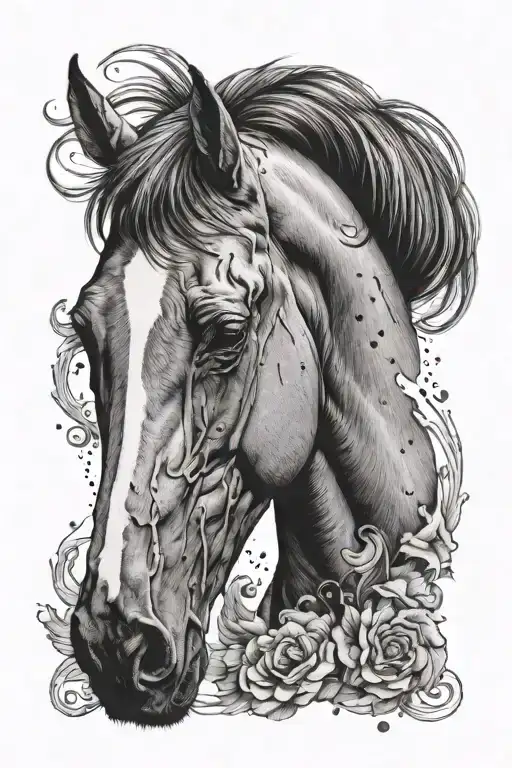 semicolon horse head tattoo design idea