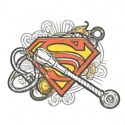 superman logo with stethoscope wrapped tattoo design idea