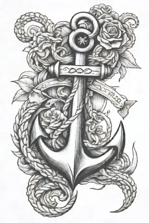 date + love + anchor tattoo design idea