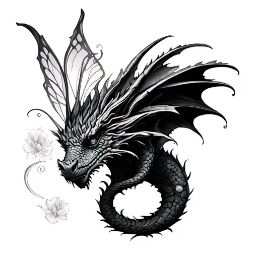 bookish, tea, dragons, fairies tattoo design idea