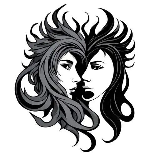 Twin Flames tattoo design idea
