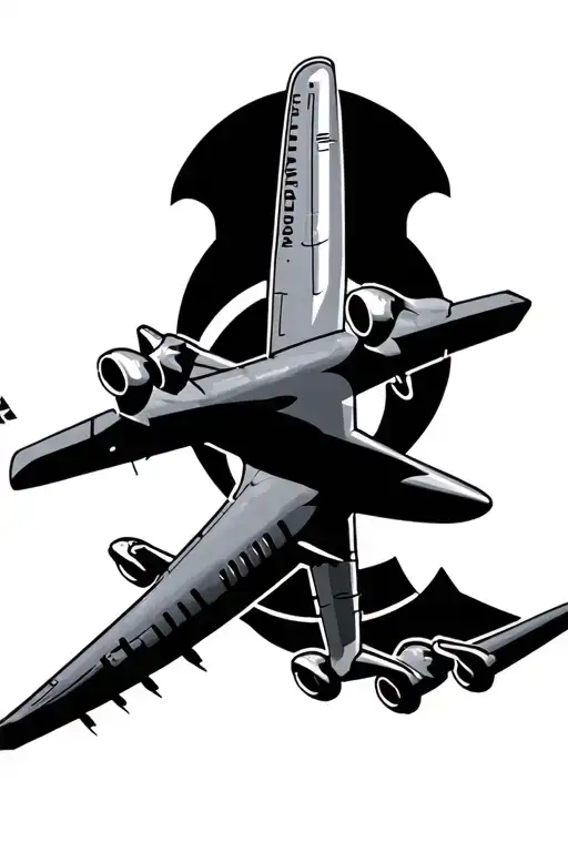 commercial aviation airplane and shawdow tattoo design idea