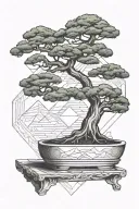 fine line with bonsai tree tattoo design idea