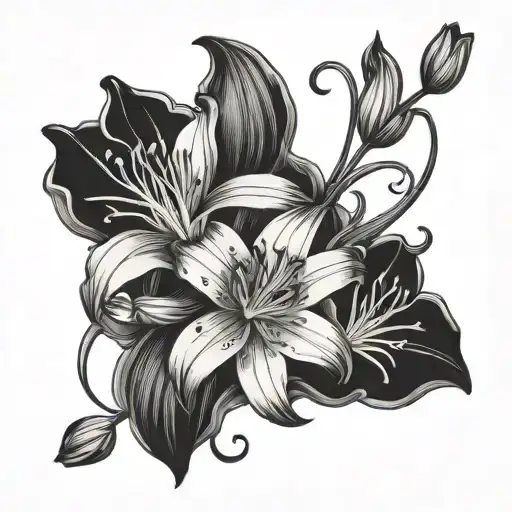 bouquet lily tulip red lycoris tattoo design idea