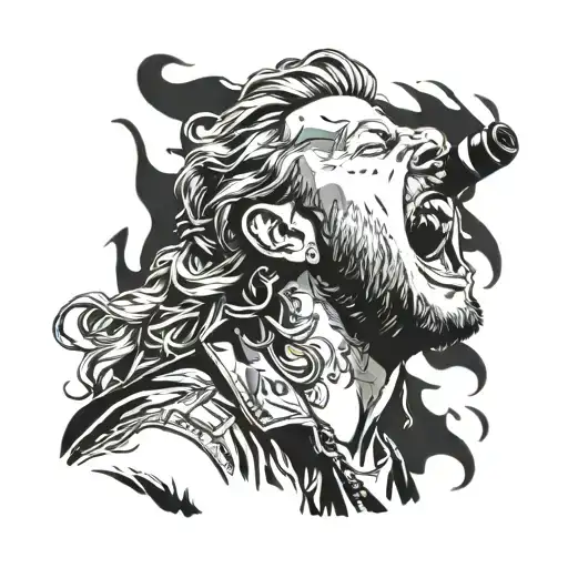 Layne Staley from Alice in chains screaming into the mic  tattoo design idea