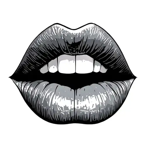 lips kissing tattoo design idea