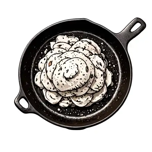 cast iron skillet tattoo design idea