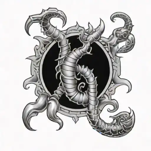 scorpio, aquarius zodiac and love tattoo design idea