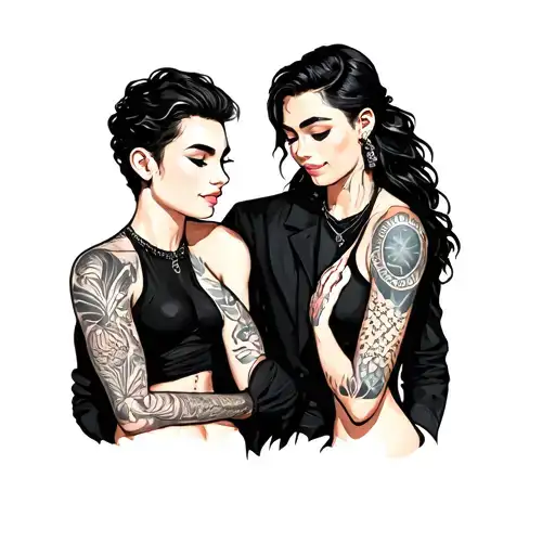 Couples Matching tattoo design idea
