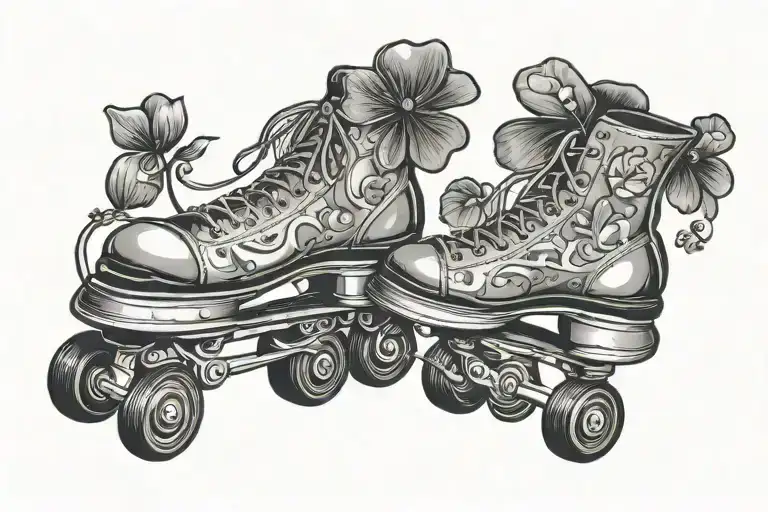 flea with rollerskates shamrock book tattoo design idea