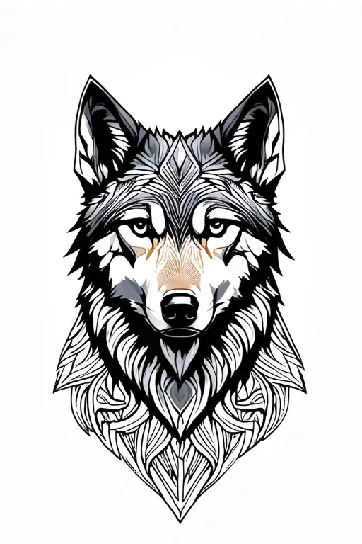 mandala design with wolf head tattoo design idea