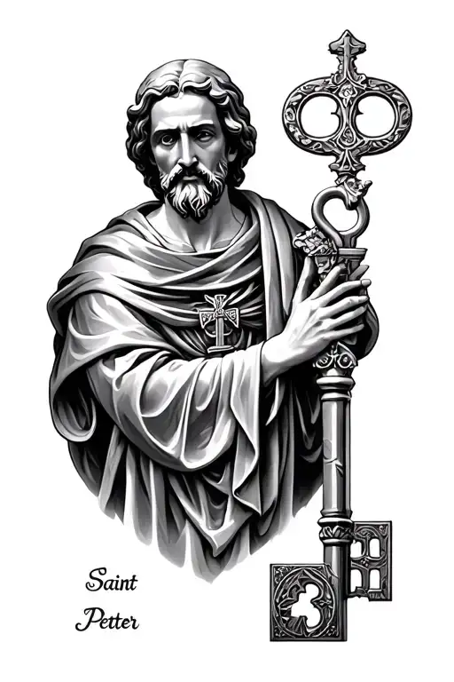 saint peter and key tattoo design idea