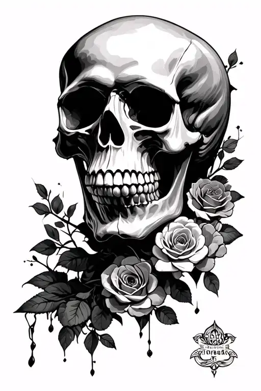 skull soft shading tattoo design idea