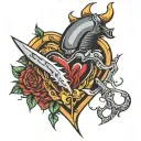 razor slicing heart open tattoo design idea