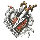 razor slicing heart open tattoo design idea