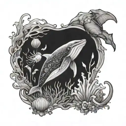 underwater, seashell, whale, Tomorrowland, seehorse tattoo design idea