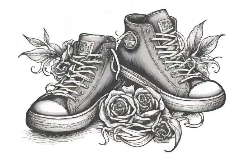 sneaker and a weight loss tatto mixed tattoo design idea