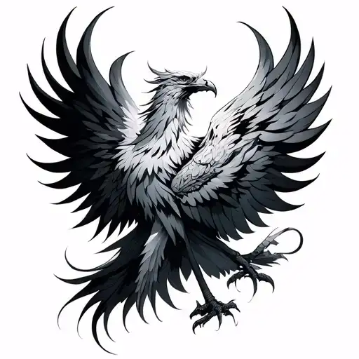 phoenix and warrior tattoo design idea