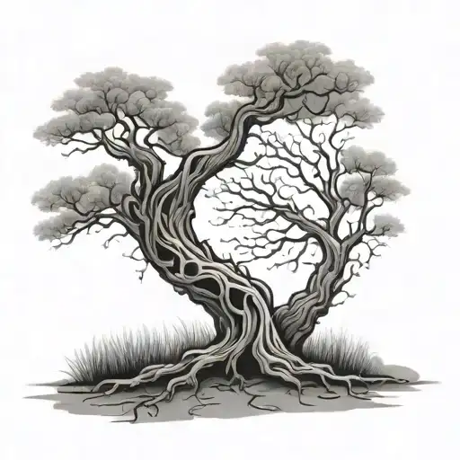 lone wolf day of the dead tree with creeping vines tattoo design idea