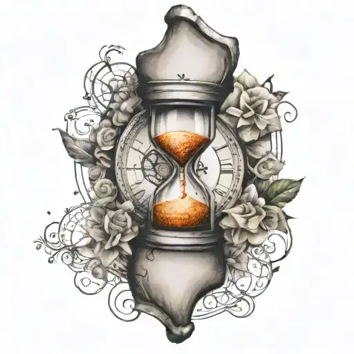 mens hourglass tattoo with compass rose intertwined tattoo design idea