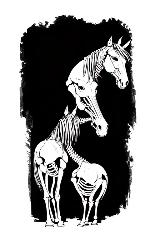 Two Horse Skeletons tattoo design idea