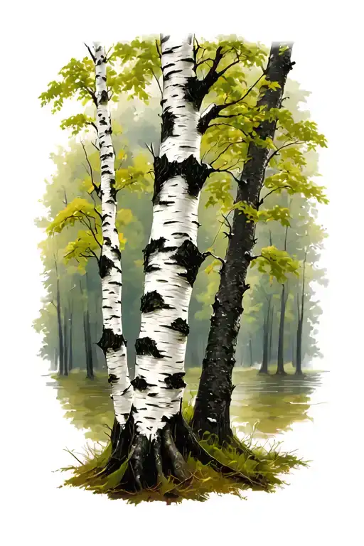 birch trees tattoo design idea