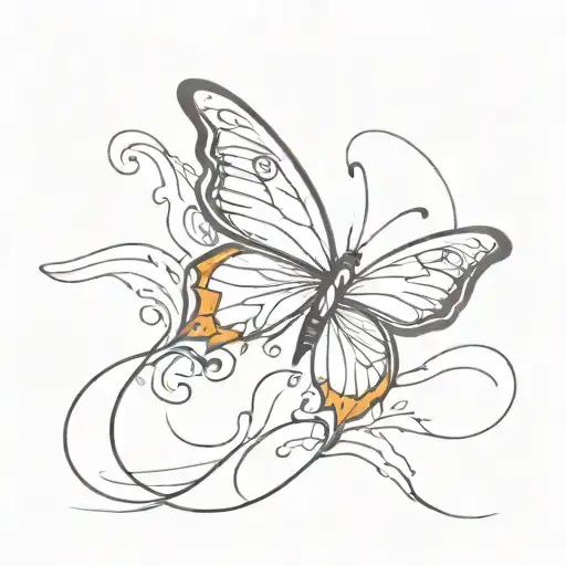 butterfly with tattoo wings on fire tattoo design idea