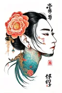 Hugo vertically behind right ear tattoo design idea