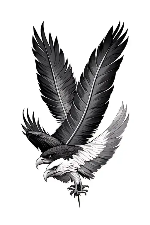 2 eagle feathers tattoo design idea