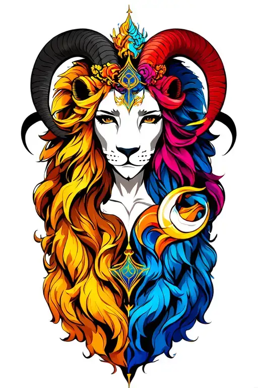 zodiac signs leo, aries, libra and picis tattoo design idea