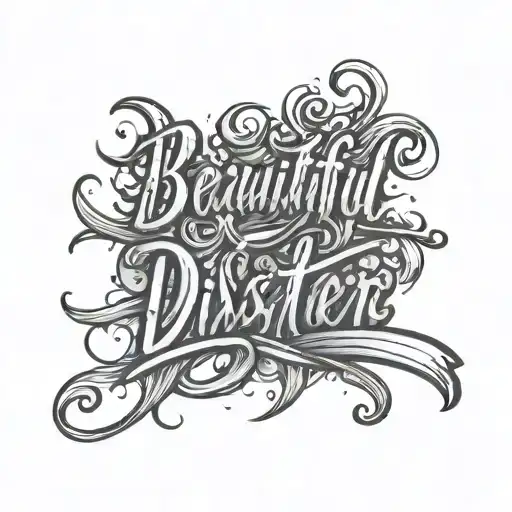 beautiful disaster handwritten cursive font tattoo design idea