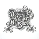 beautiful disaster handwritten cursive font tattoo design idea