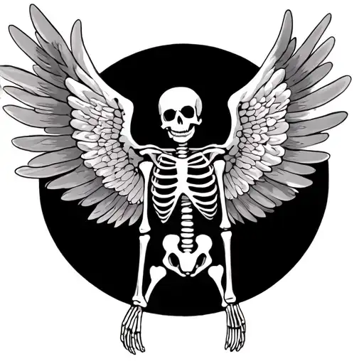 skeleton with wings spread tattoo design idea