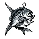 cross of fish hook tattoo design idea