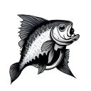 cross of fish hook tattoo design idea