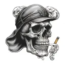 skull smoking cigarette tattoo design idea