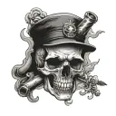 skull smoking cigarette tattoo design idea