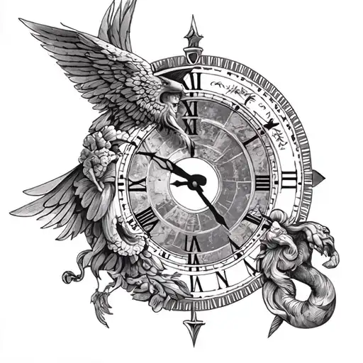I want a tattoo that represents kairos and chronos, Greek gods of time tattoo design idea
