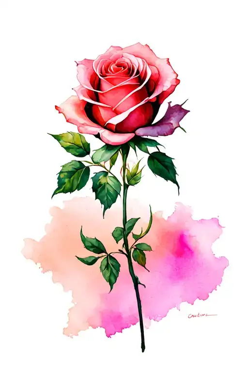 Watercolor Rose tattoo design idea