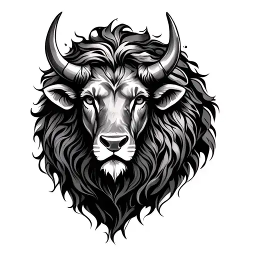 Leo zodiac sign Taurus bull Aquarius zodiac sign tattoo design idea