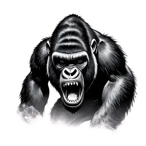 Gorilla roaring tattoo design idea