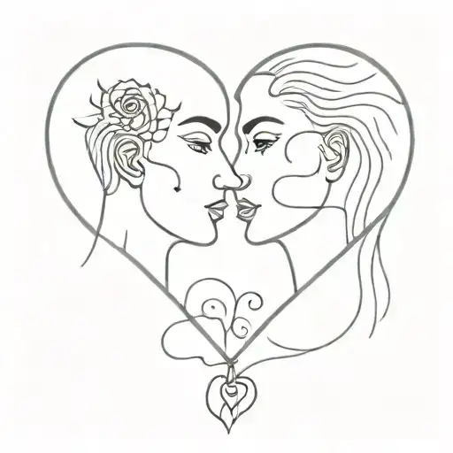 borderline personality disorder using heart and two faces  tattoo design idea