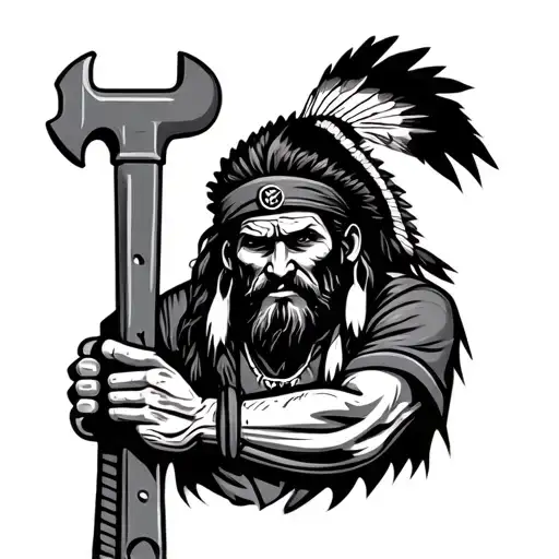 "Indigenous Plumbing " dread native American plumber holding a wrench tattoo design idea