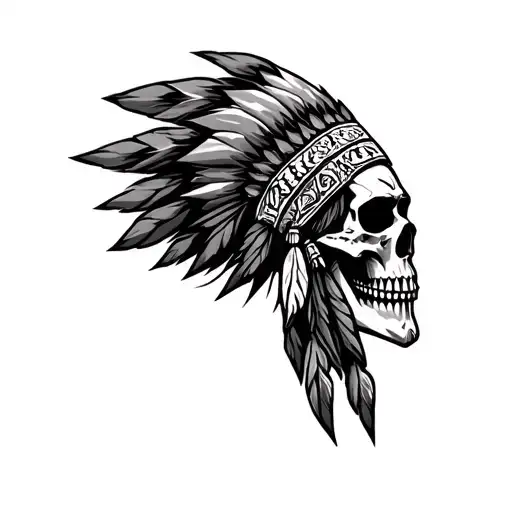Indian chief skull tattoo design idea